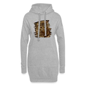 Katzengesicht5 - Hoodie-Kleid - Grau meliert - Vorne