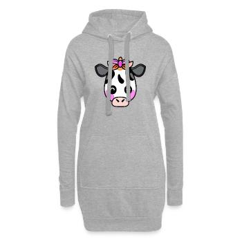 Kuh süß Tier Bauernhof Tiere lustig Kühe neu 20 - Hoodie-Kleid - Grau meliert - Vorne