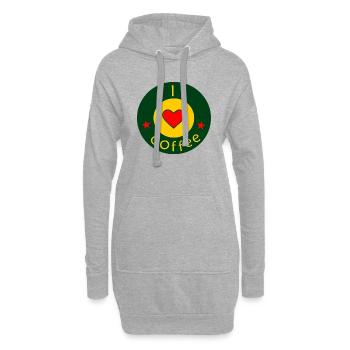 J’adore le café - Sweat-shirt à capuche long Femme - gris chiné - Devant