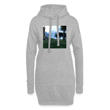 Beau paysage de montagne dans le brouillard - Sweat-shirt à capuche long Femme - gris chiné - Devant
