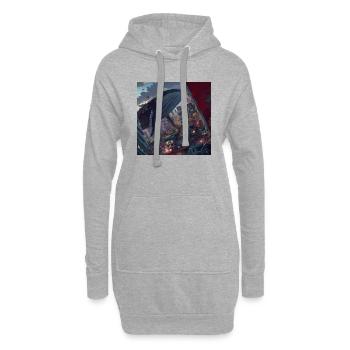 Wal schwimmt in der Stadt - Hoodie-Kleid - Grau meliert - Vorne