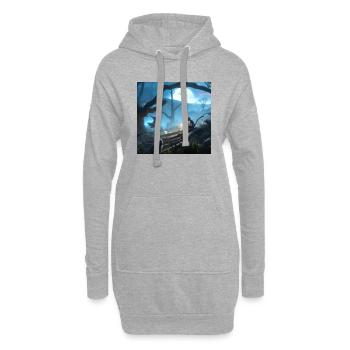 Mädchen im magischen Wald, umgeben von Kreaturen - Hoodie-Kleid - Grau meliert - Vorne