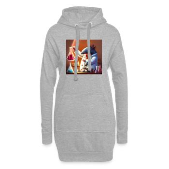 Mad dolphin scientist experimenting - Hoodie Dress - heather grey - Front