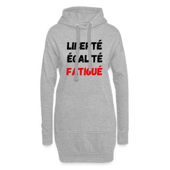 liberté égalité fatigué - Sweat-shirt à capuche long Femme - gris chiné - Devant