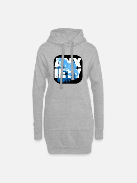 Anxiety blau - Hoodie-Kleid - Grau meliert