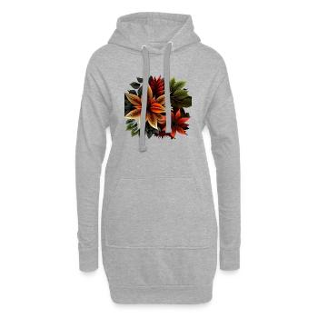 nature fleurs feuilles - Sweat-shirt à capuche long Femme - gris chiné - Devant