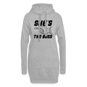Elle est la patronne - Sweat-shirt à capuche long Femme - gris chiné - Devant