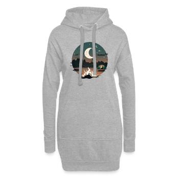 Feu de camp au clair de lune pour les routards et les campeurs - Sweat-shirt à capuche long Femme - gris chiné - Devant