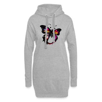 Papillon - Sweat-shirt à capuche long Femme - gris chiné - Devant