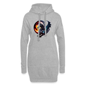 Drache - Hoodie-Kleid - Grau meliert - Vorne