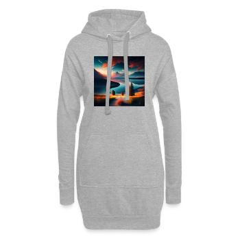 Paysage - Sweat-shirt à capuche long Femme - gris chiné - Devant