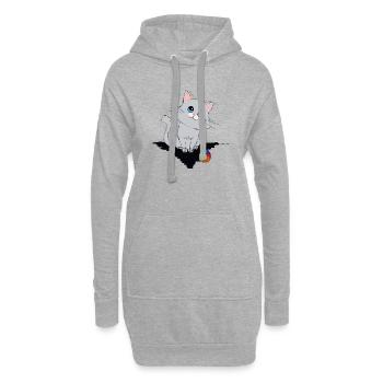 Kleines Kätzchen mit kleinem Ball - Hoodie-Kleid - Grau meliert - Vorne