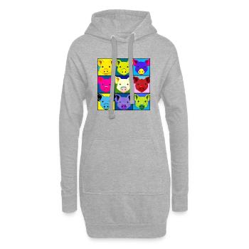 A011 - Hoodie-Kleid - Grau meliert - Vorne