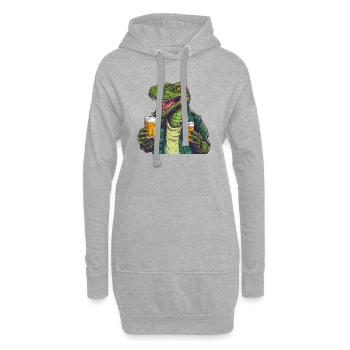 , cool alligator with beer - Hoodie Dress - heather grey - Front