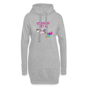 Scheiss di net an, Einhorn, kotzendes einhorn,bunt - Hoodie-Kleid - Grau meliert - Vorne