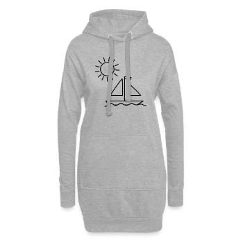 Segelboot auf dem Meer mit Sonne - Hoodie-Kleid - Grau meliert - Vorne