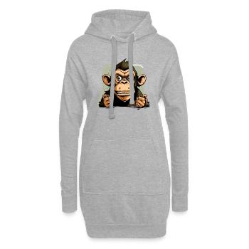 Basil der Schimpanse - Hoodie-Kleid - Grau meliert - Vorne