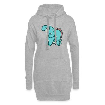 hugadino Hugattack, Dino, süßer Dinosaurier - Hoodie-Kleid - Grau meliert - Vorne