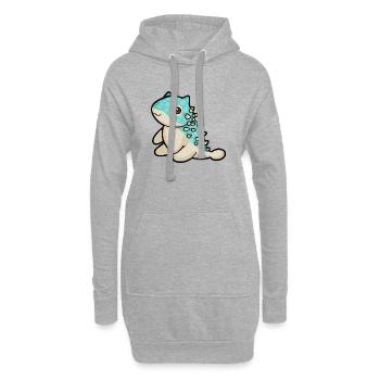 hugadino Ankylosaurus, Dino, süßer Dinosaurier - Hoodie-Kleid - Grau meliert - Vorne