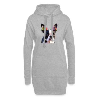 chien bouledogue français - Sweat-shirt à capuche long Femme - gris chiné - Devant