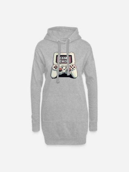 Gaming game over - Hoodie-Kleid - Grau meliert