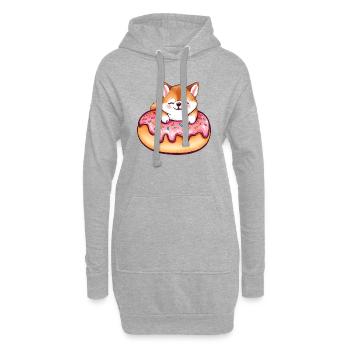 Le doux délice de beignets géant de Shiba Inu - Sweat-shirt à capuche long Femme - gris chiné - Devant