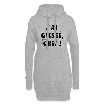 J’ai glissé chef - Sweat-shirt à capuche long Femme - gris chiné - Devant