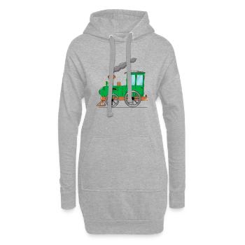 Kinderzug Eisenbahn grün - Hoodie-Kleid - Grau meliert - Vorne
