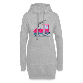 Kinderzug Eisenbahn pink - Hoodie-Kleid - Grau meliert - Vorne
