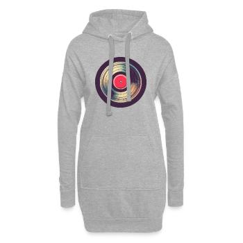 Retro Schallplatte - Hoodie-Kleid - Grau meliert - Vorne