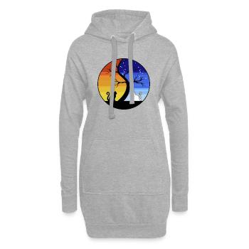 CHAT YING YANG - Sweat-shirt à capuche long Femme - gris chiné - Devant