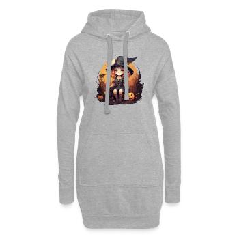 Niedliche Halloween Hexe für Partys Verkleidung - Hoodie-Kleid - Grau meliert - Vorne