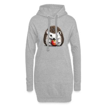 Igel mit Apfel 2 - Hoodie-Kleid - Grau meliert - Vorne