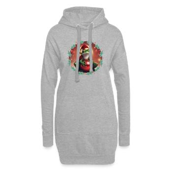 Frosch mit Weihnachtskugel 2 - Hoodie-Kleid - Grau meliert - Vorne