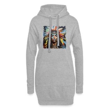 Femme Indienne Tête Indienne Chef Indien Épouse - Sweat-shirt à capuche long Femme - gris chiné - Devant