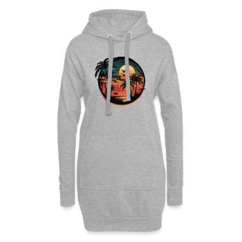Beau coucher de soleil sur une île dans l’océan - Sweat-shirt à capuche long Femme - gris chiné - Devant