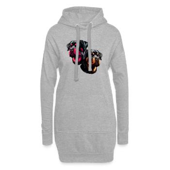 Rottweiler ,Hunde, Hundekopf, Wachhund, Rassehund, - Hoodie-Kleid - Grau meliert - Vorne