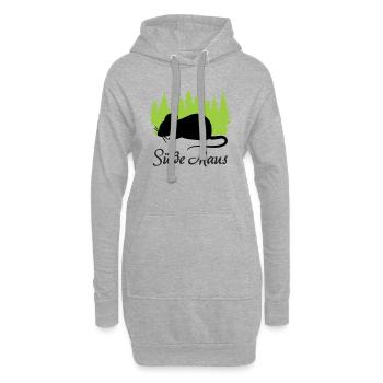 "Süße Maus: Zart und Liebenswert" - Hoodie-Kleid - Grau meliert - Vorne