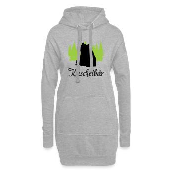 "Kuschelbär: Sanfte Stärke" - Hoodie-Kleid - Grau meliert - Vorne