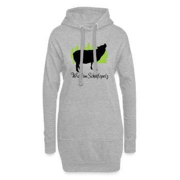 "Wolf im Schafspelz: Täuschend charmant" - Hoodie-Kleid - Grau meliert - Vorne