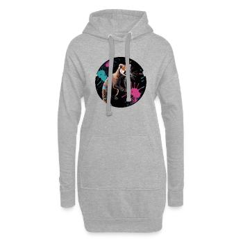Coati, raton laveur, ours, peinture, taches de peinture - Sweat-shirt à capuche long Femme - gris chiné - Devant