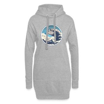 Seebär, der auf der Welle reitet - Hoodie-Kleid - Grau meliert - Vorne