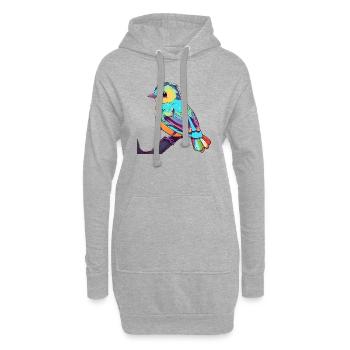 Bip coloré - Sweat-shirt à capuche long Femme - gris chiné - Devant