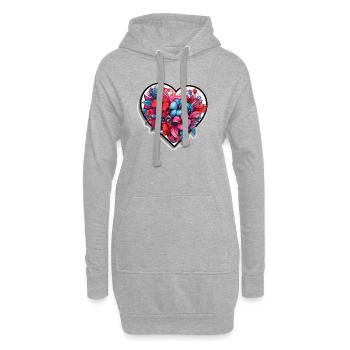 ErSa Valentinstag - Herz aus Blumen - Hoodie-Kleid - Grau meliert - Vorne