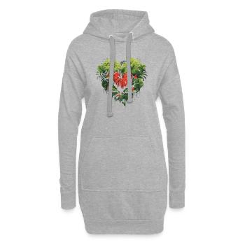 Monstera Plantes Feuille Coeur Jardin Variegata Feuille - Sweat-shirt à capuche long Femme - gris chiné - Devant