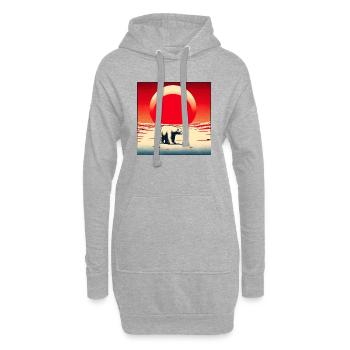 Eisbär vor roter Sonne - Hoodie-Kleid - Grau meliert - Vorne