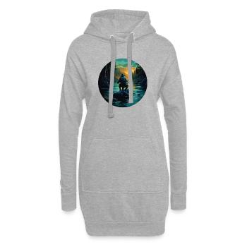 Angeln in der Wildnis im Abendrot - Hoodie-Kleid - Grau meliert - Vorne