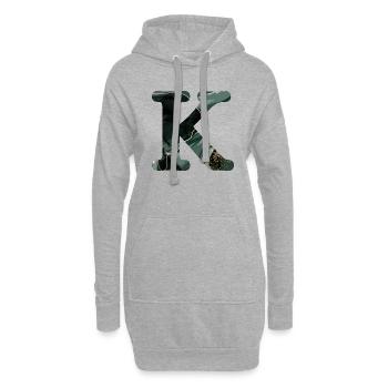 Lettre k marbré vert - Sweat-shirt à capuche long Femme - gris chiné - Devant