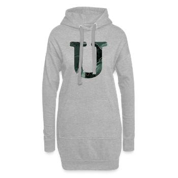 Lettre u marbré vert - Sweat-shirt à capuche long Femme - gris chiné - Devant