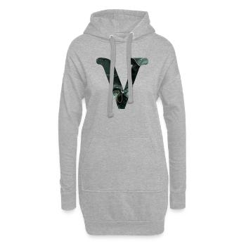 Grün marmorierter V-Buchstabe - Hoodie-Kleid - Grau meliert - Vorne